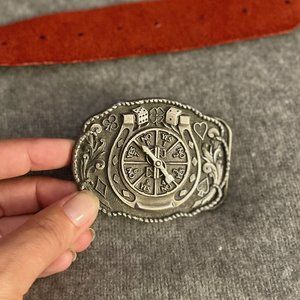 Wicked Lucky Gamblers Belt Buckle, horseshoe, spin dial, dice, poker, unisex